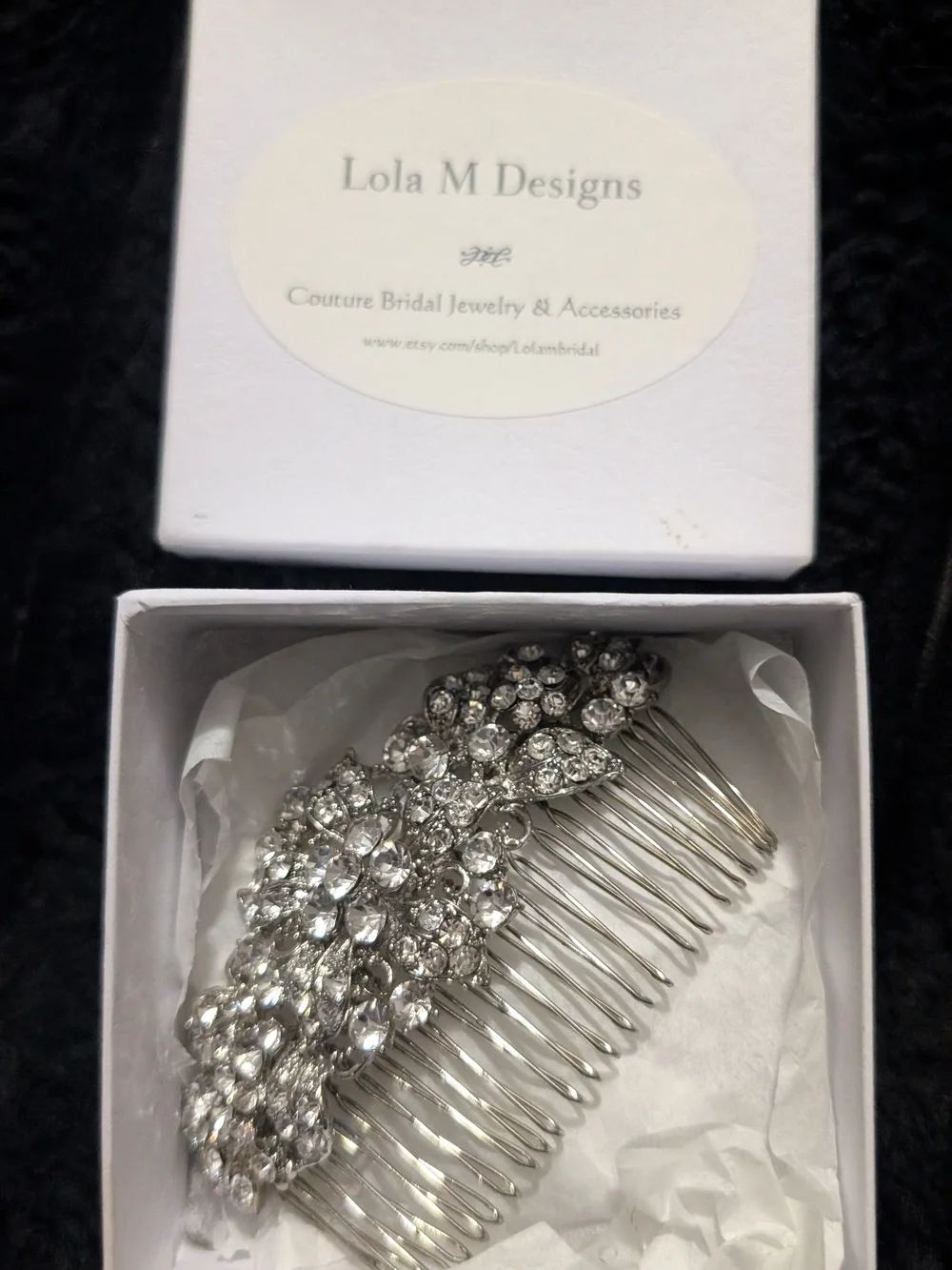Silver Crystal Bridal Hair Comb - Couture